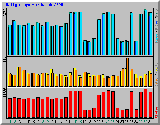 Daily usage for March 2025